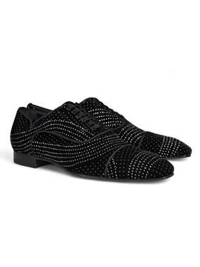 NEW Christian Louboutin Greggy Chick Black Velvet Oxford Shoes Men's Size 44